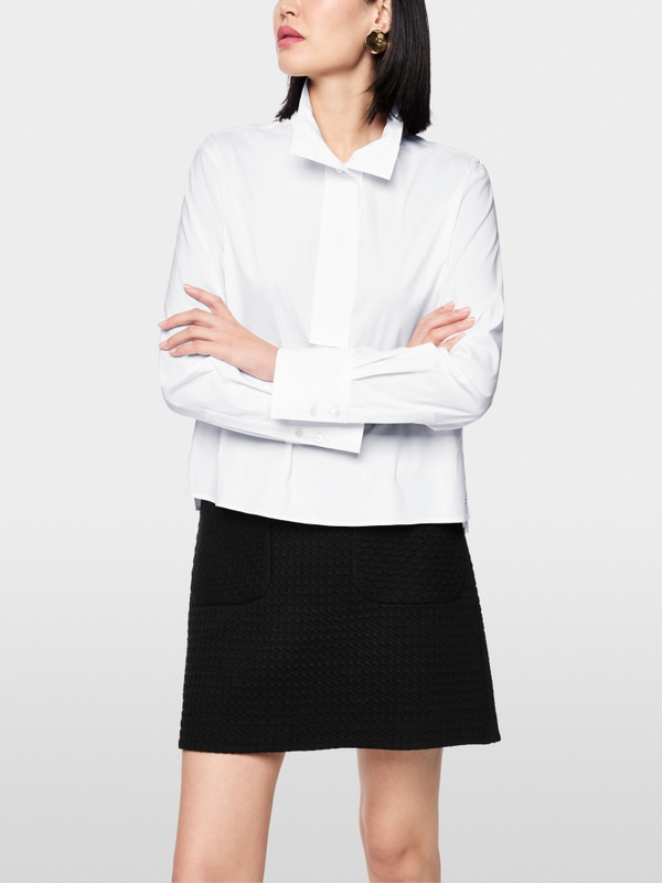 Blouse shirt with stand-up collar