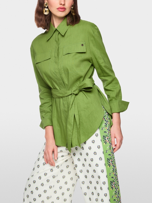 Linen-viscose blend safari blouse