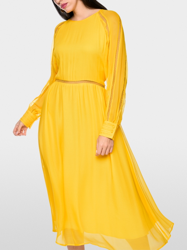 Crinkled viscose midi dress