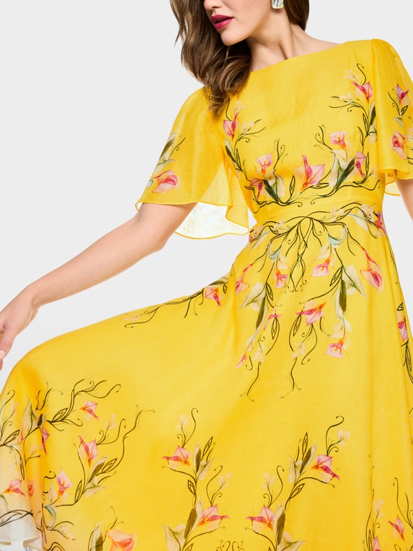 Linen-silk blend maxi dress