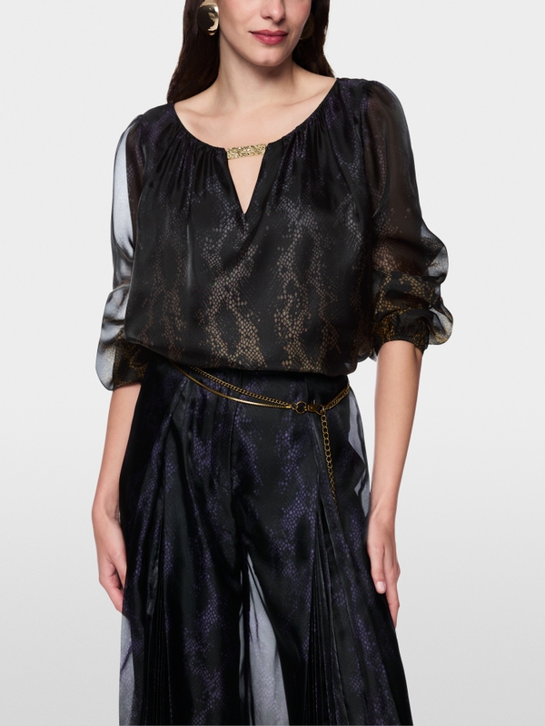 Blouse double épaisseur à imprimé serpent