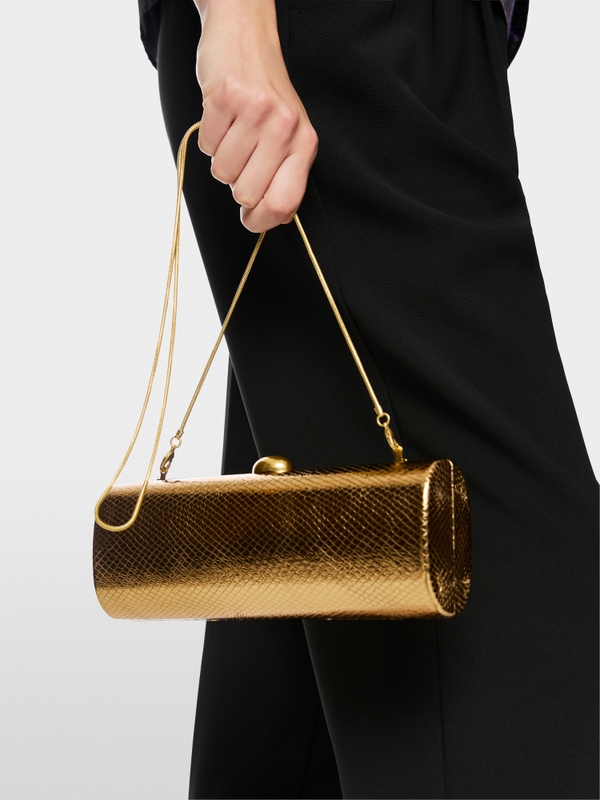 Leather clutch in snake look