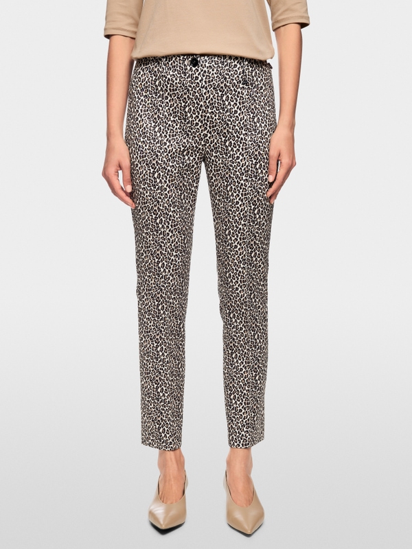 SYDNEY slim fit pants with leopard print