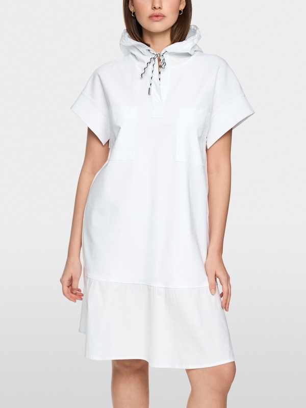 Shirt dress with hood