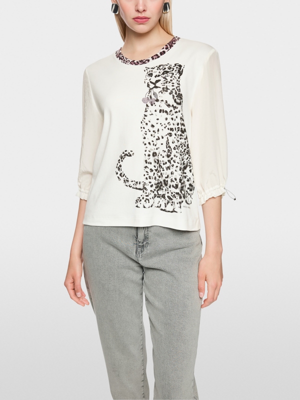 Blouse shirt with leopard print