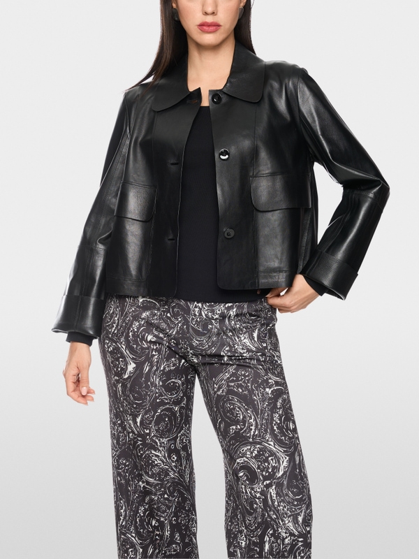 Cropped leather jacket