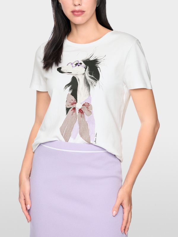 T-shirt avec imprimé chien et détails