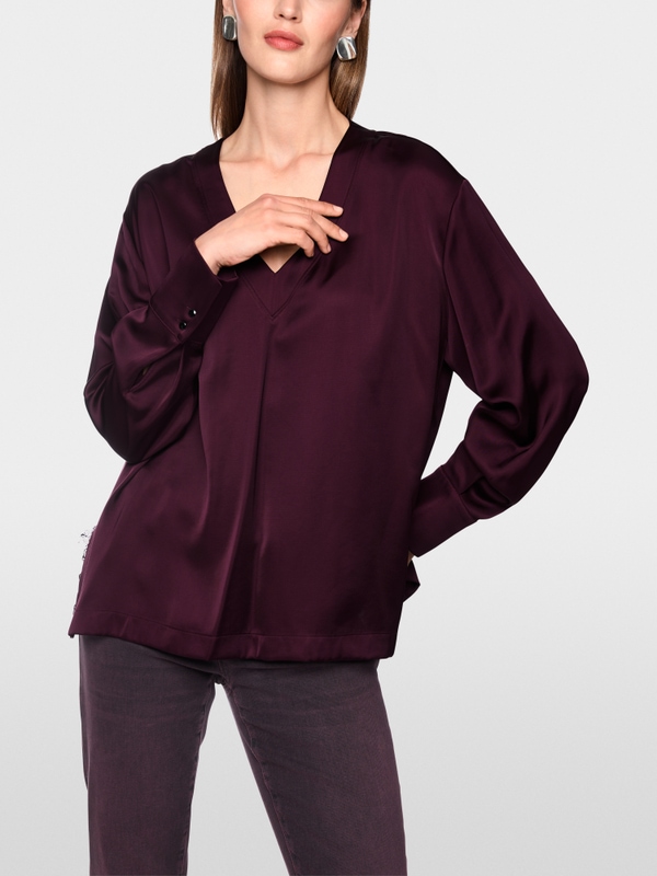 V-neck blouse in satin-effect finish
