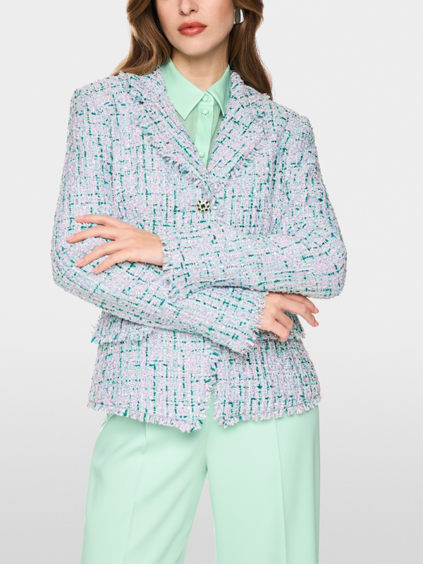 Blazer with rhinestones and frayed hem