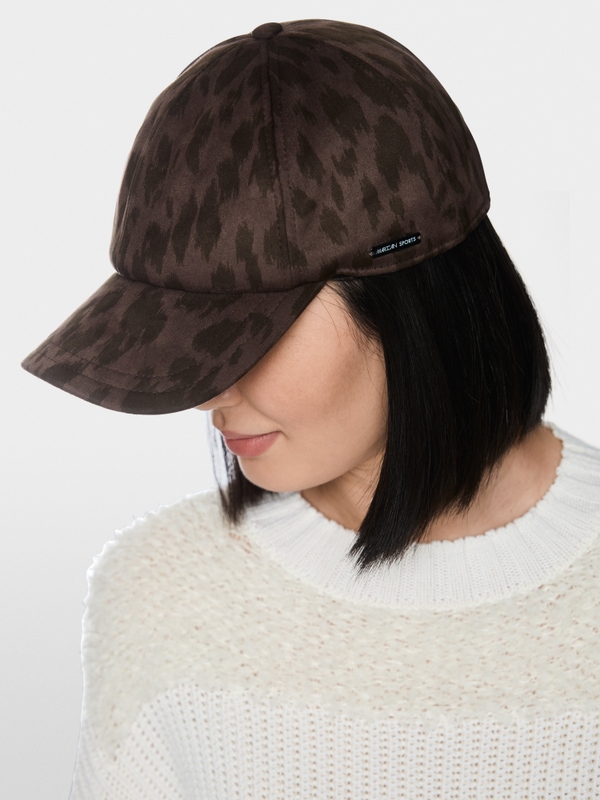 Leopard print cap with adjustable strap