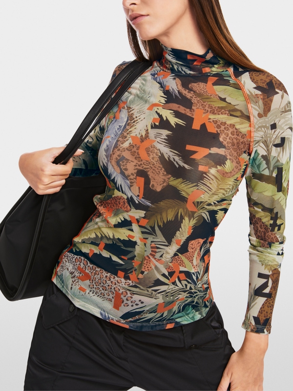 Mesh-T-Shirt mit Alloverprint