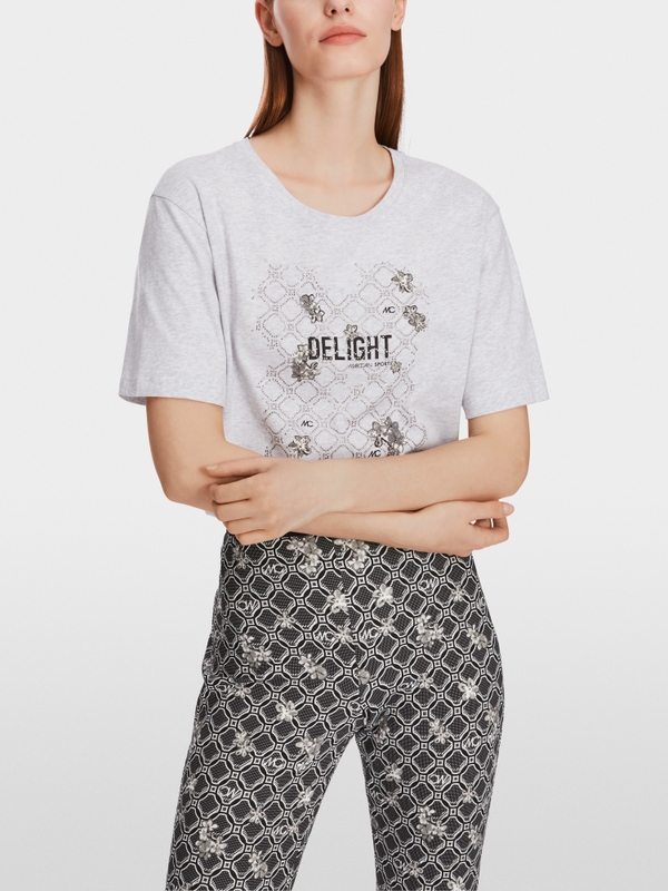 Cotton T-shirt with glitter motif