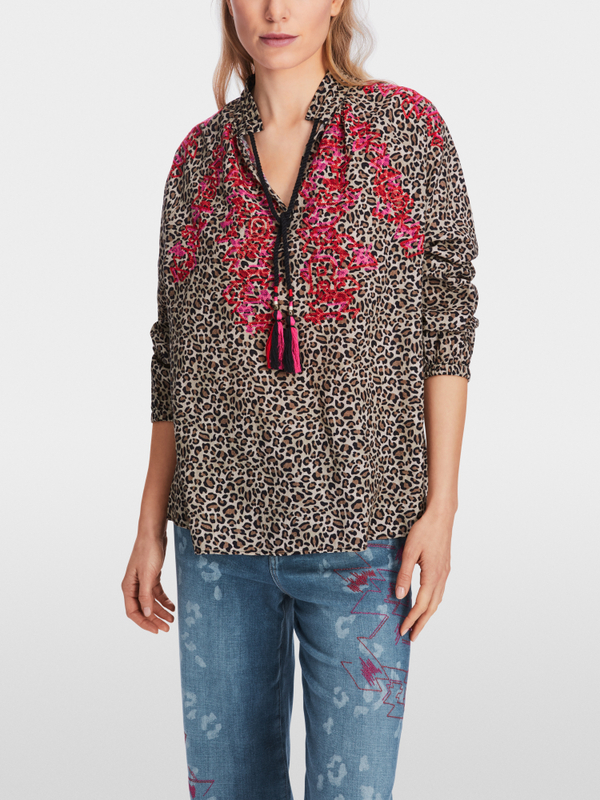 Katoenen blouse met luipaardprint