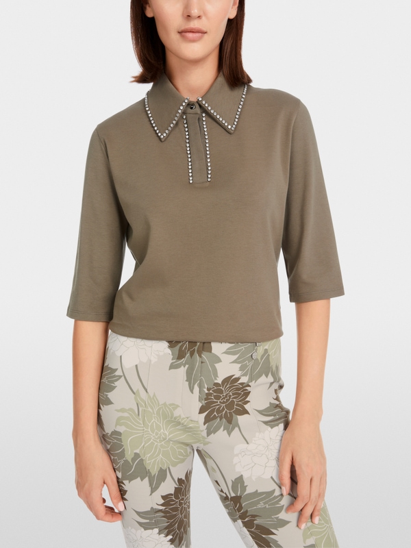 Polo-Shirt mit Strass-Besatz