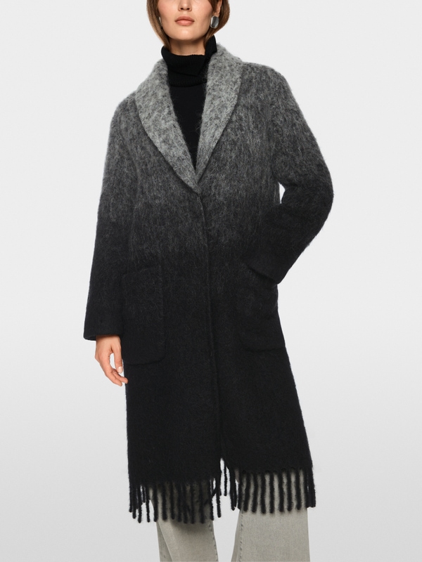 Alpaca blend coat with fringes