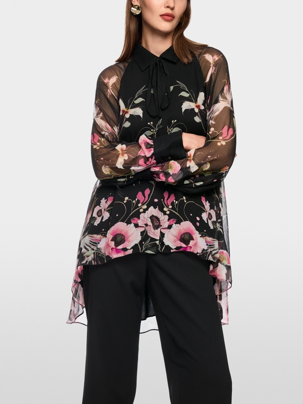 Lange Bluse mit Blumenmuster