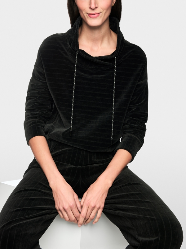 Sweatshirt van chenille met tunnelkraag