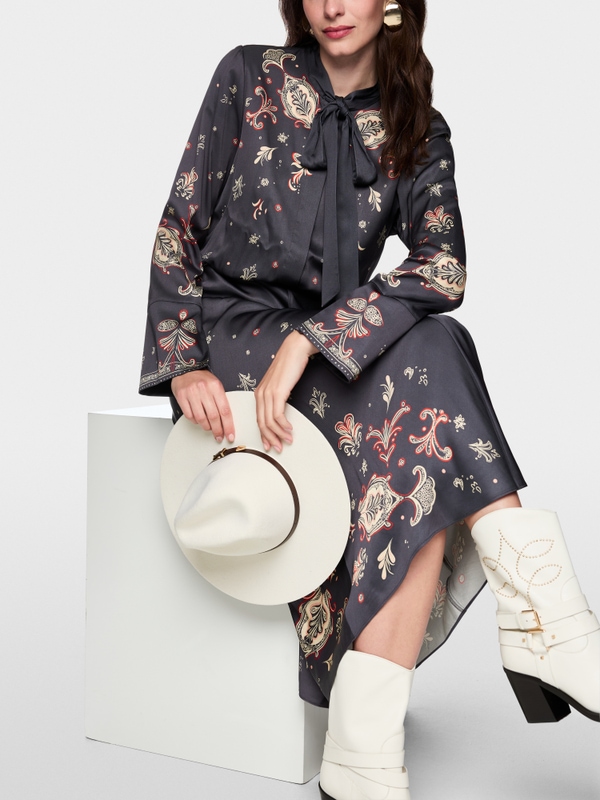 Robe longue en viscose à imprimé cachemire