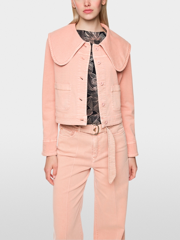 Denim jacket with oversized collar