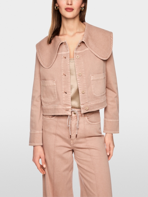 Denim jacket with oversized collar