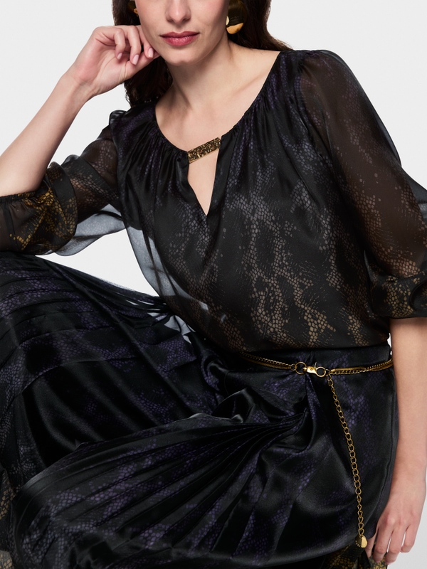 Blouse double épaisseur à imprimé serpent