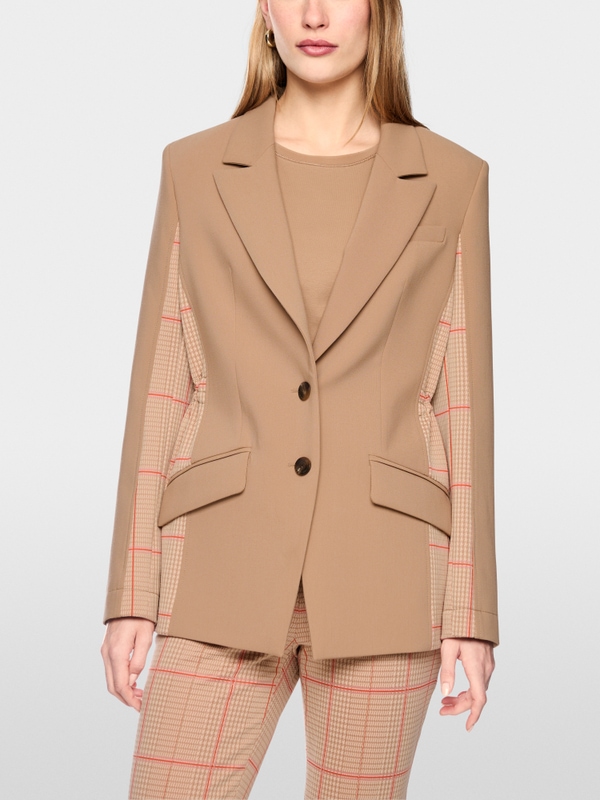 Two-button blazer with checked pattern