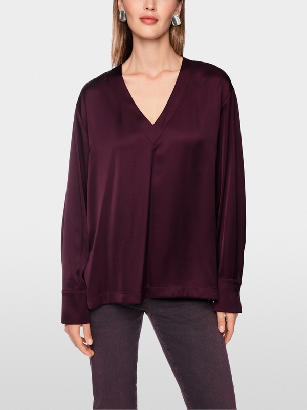 V-neck blouse in satin-effect finish
