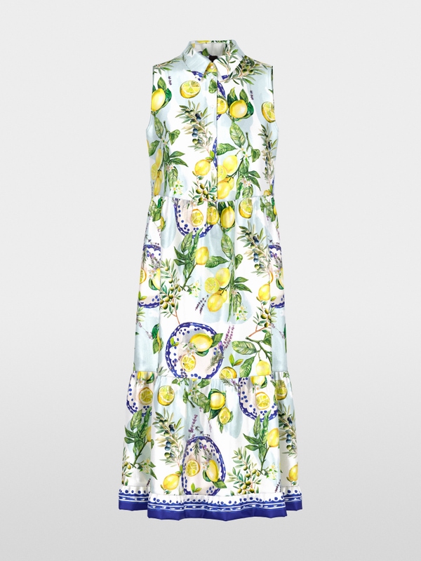 Lemon and olive print viscose dress