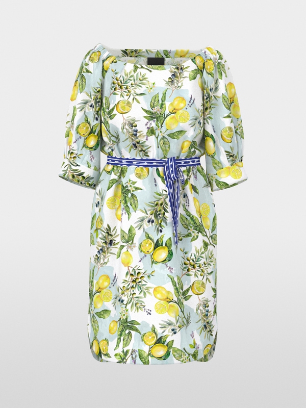 Print dress with Carmen neckline