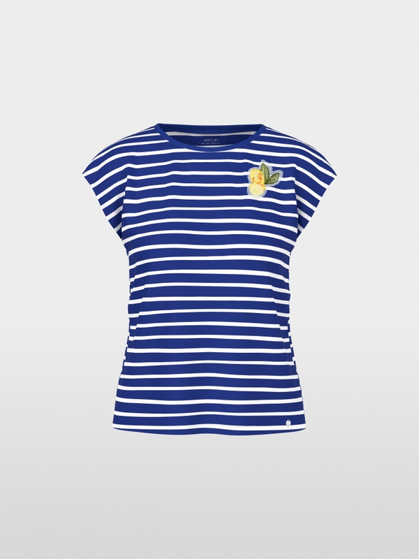Striped shirt with lemon appliqué