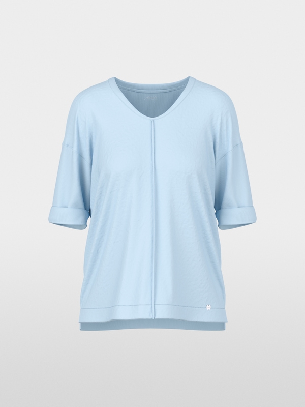 Wide blouse in material mix