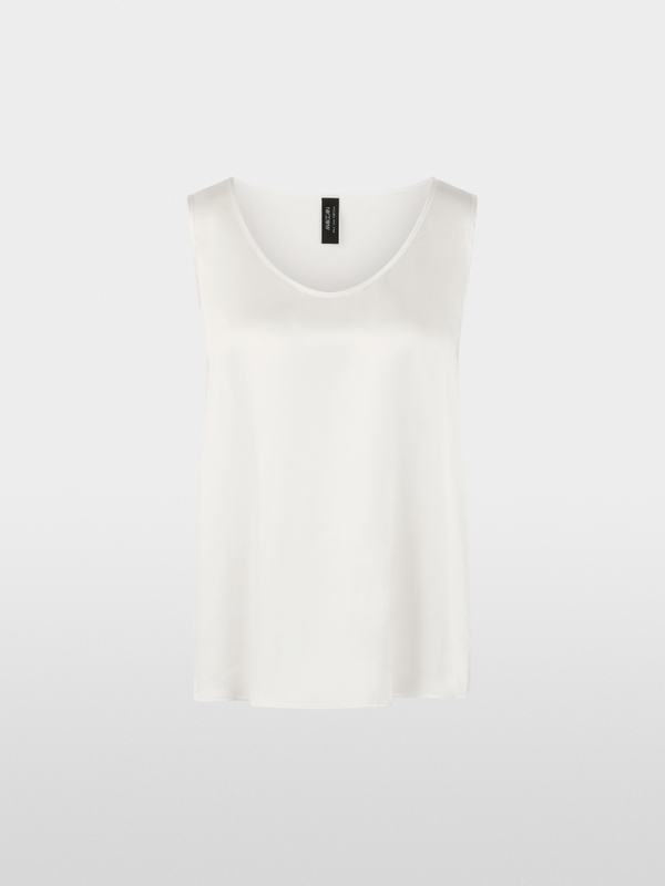 Zijden top met ronde hals