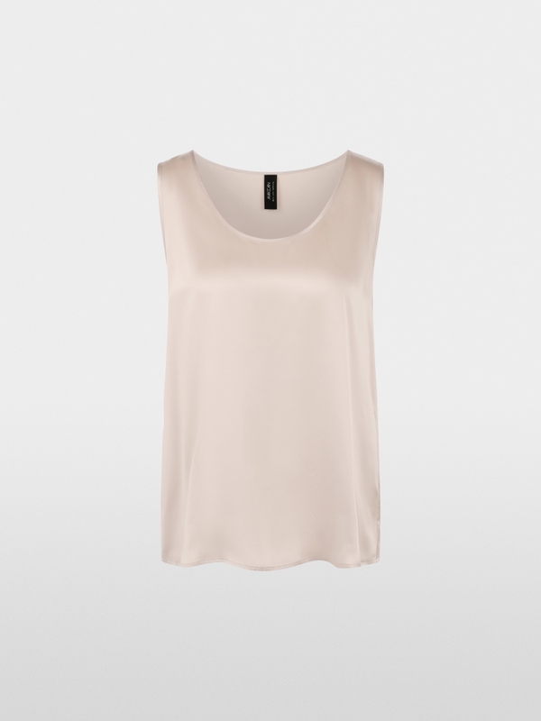 Zijden top met ronde hals