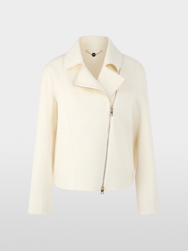 Elegante wollen jas in bikerstijl