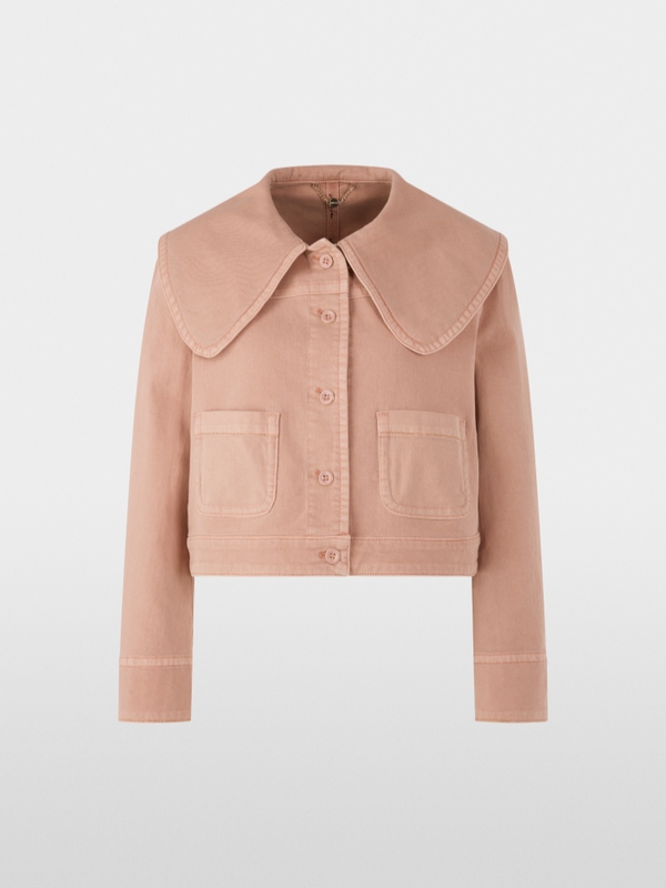 Denim jacket with oversized collar