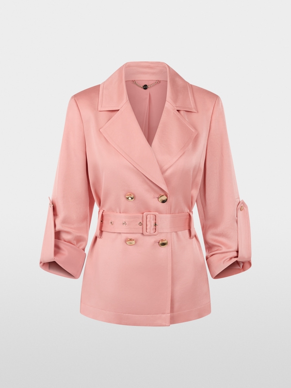 Satin blazer jacket with belt