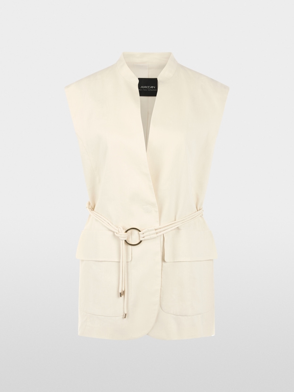 Long linen blend safari vest