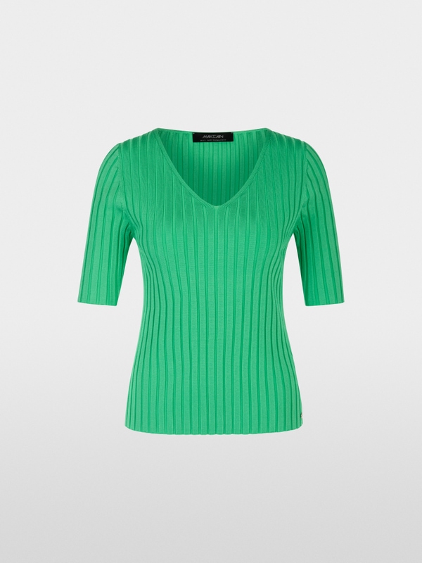 Pull côtelé en maille fine