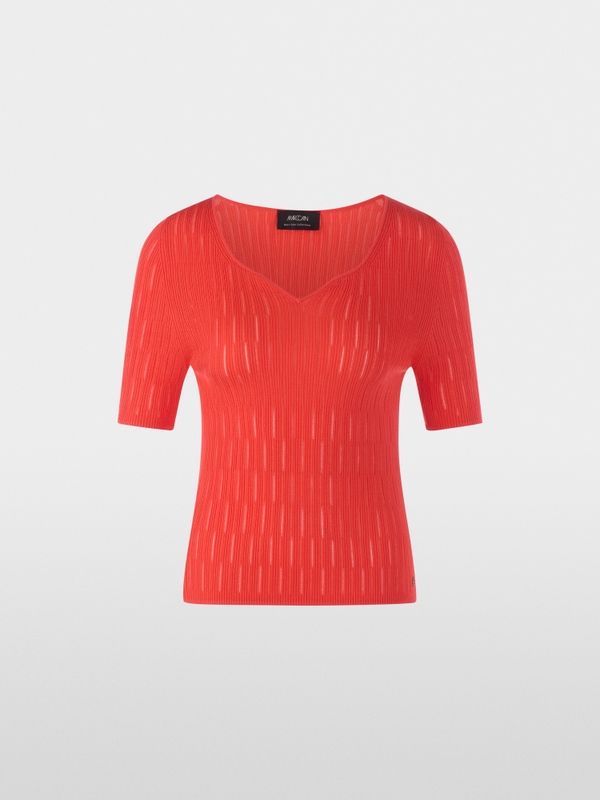 Short-sleeved viscose stretch sweater