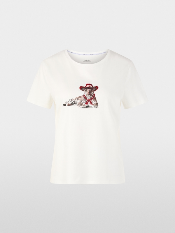 Cotton shirt with leopard motif