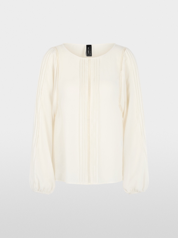 Blouse with lace and pintucks