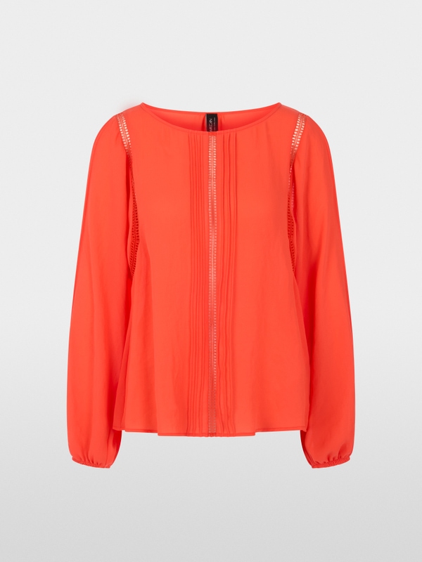 Blouse with lace and pintucks