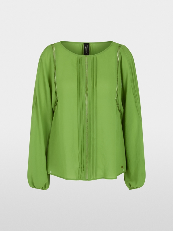 Blouse with lace and pintucks