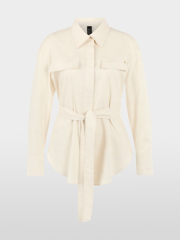 Linen-viscose blend safari blouse