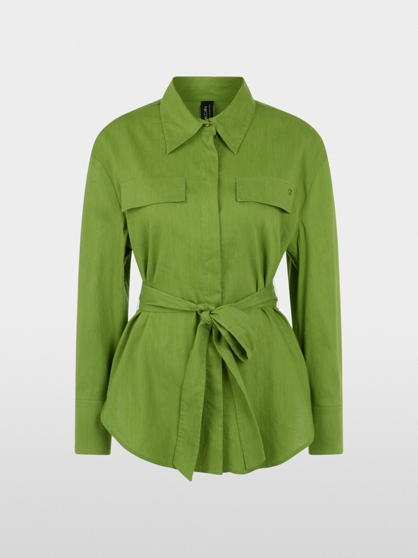 Linen-viscose blend safari blouse