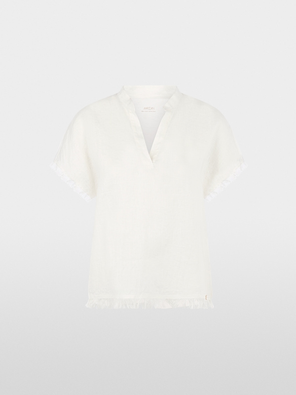 Linen-cotton blend blouse-style shirt