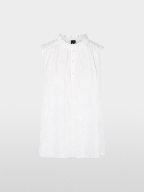 Top with ruffles & floral embroidery