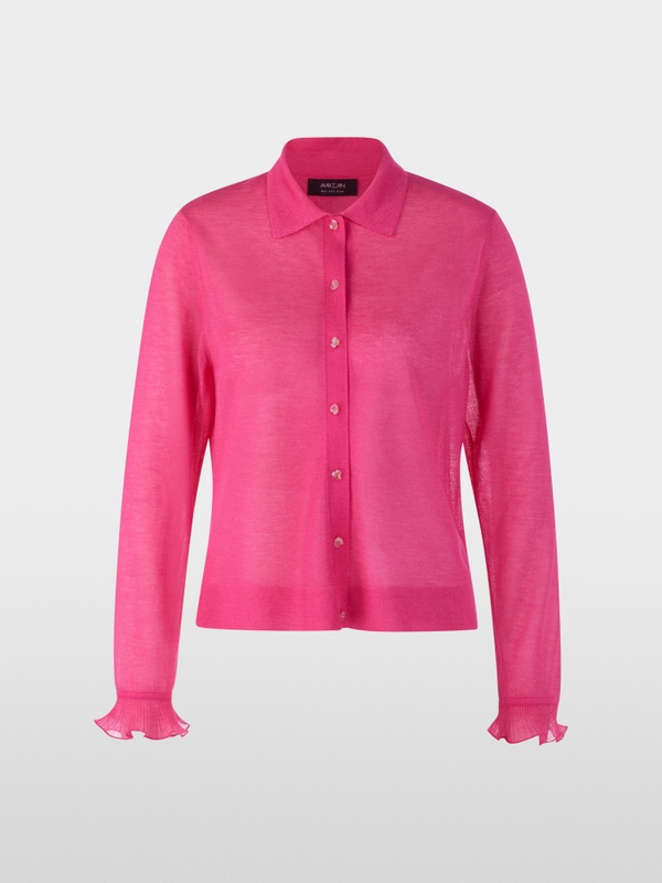 Fine-knit cardigan with floral buttons