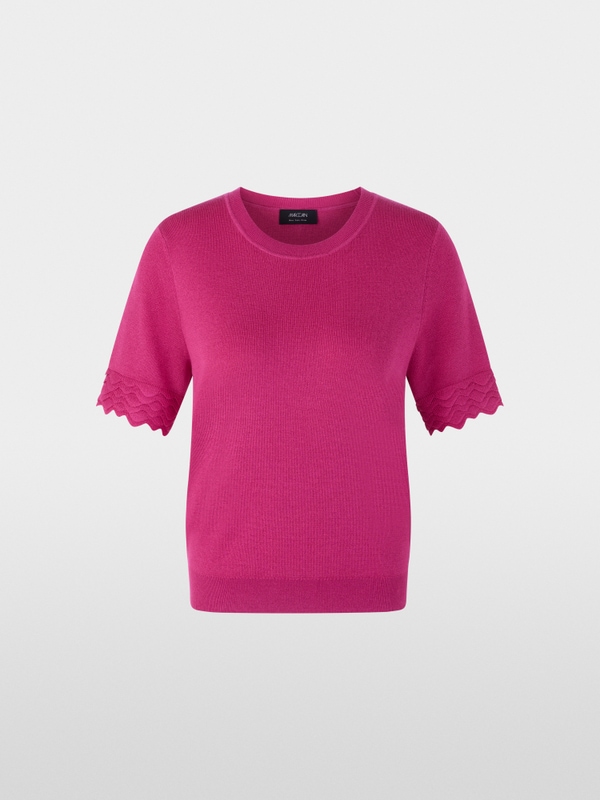 Short-sleeved fine-knit sweater