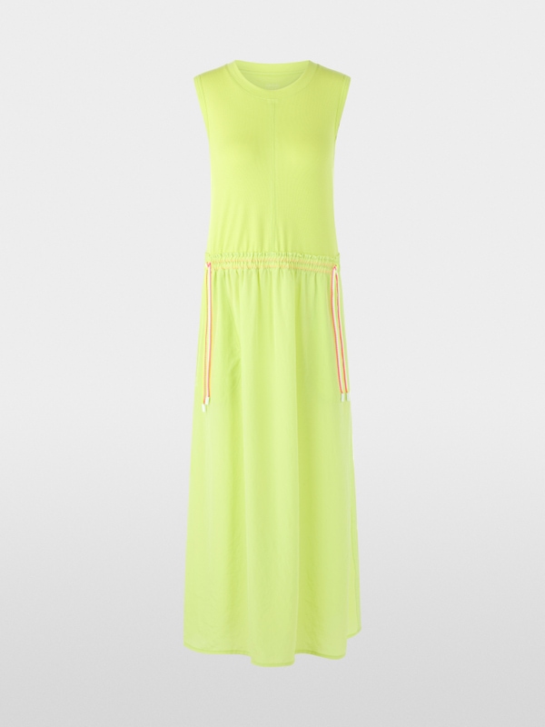 Sleeveless midi dress with drawstring